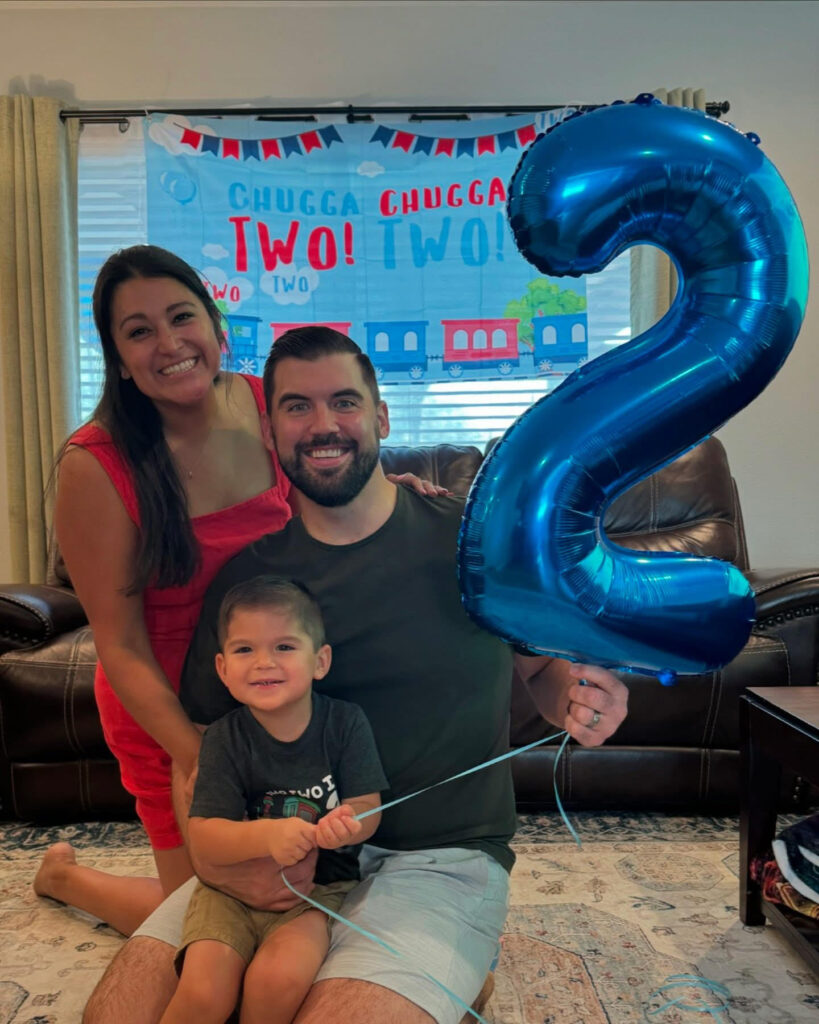 Dr Brent Johnson celebrating with his family