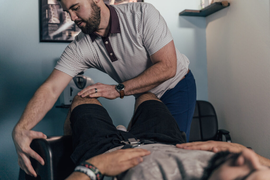 a man giving his patient a Intersegmental care